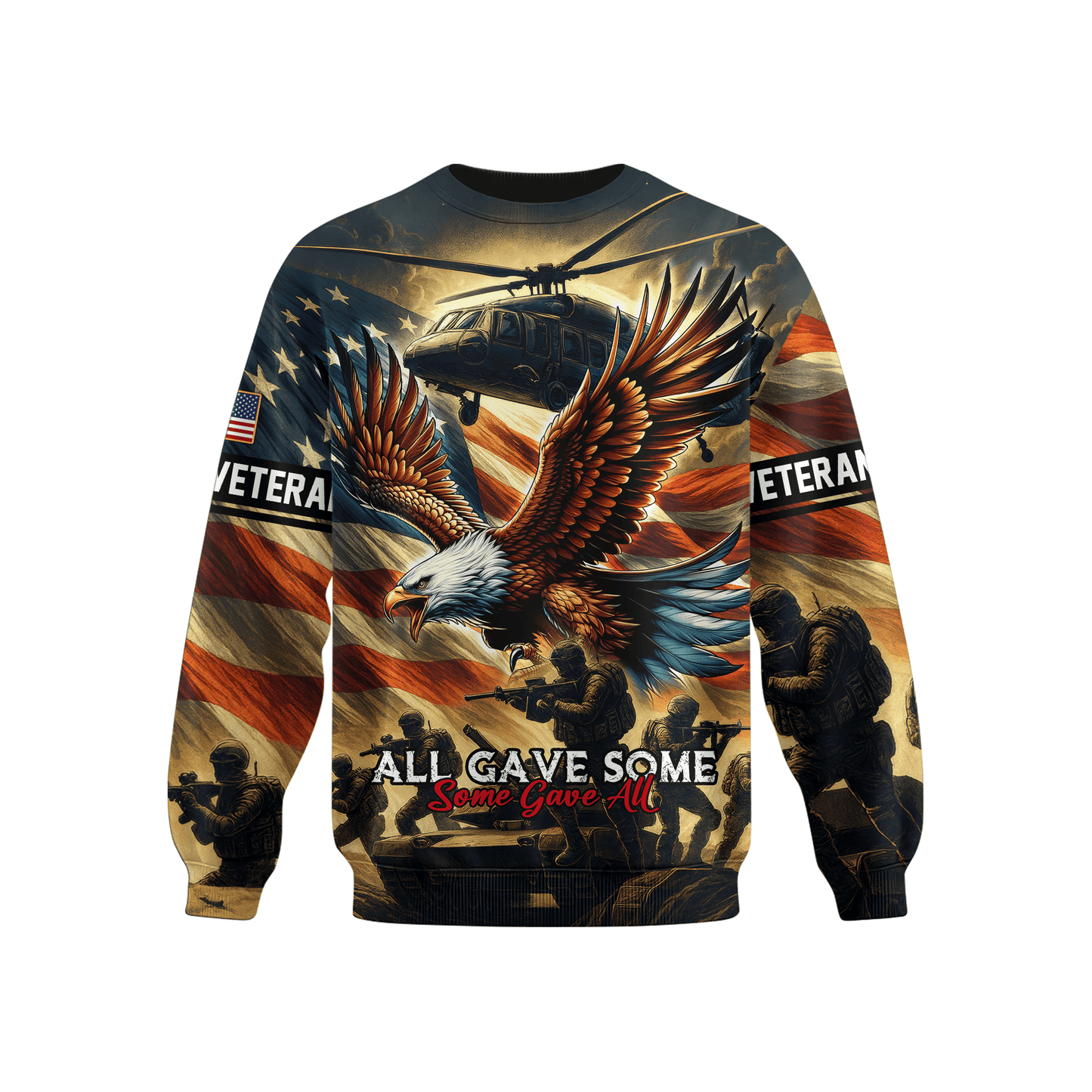 U.S. Veteran Hoodie – All Gave Some Some Gave All Eagle American Flag Zip Up