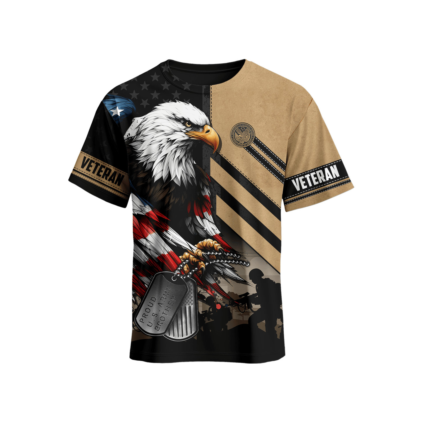 U.S. Veteran Hoodie – American Eagle Flag and Dog Tag Design, Patriotic Military Zip Up