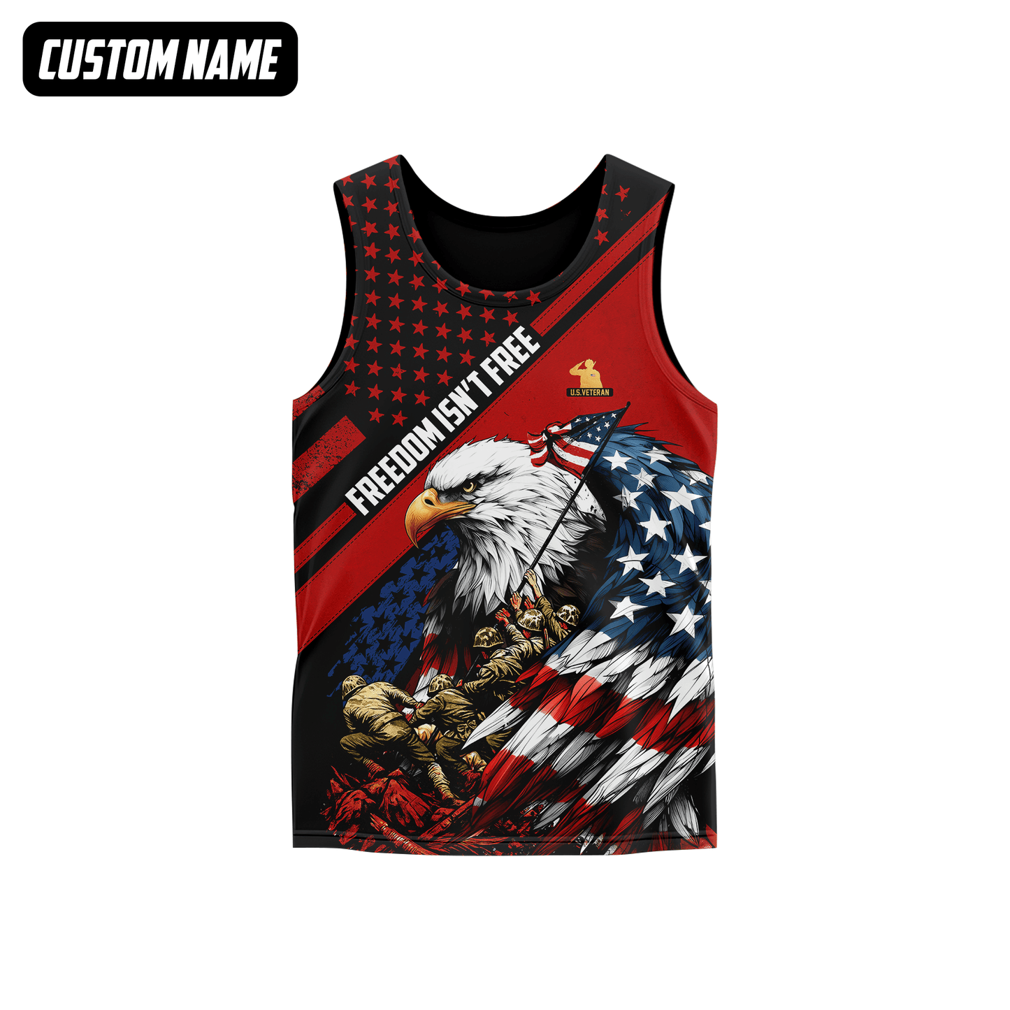 U.S. Veteran Hoodie – Freedom Isn’t Free, Bald Eagle with Flag and Soldiers Design, easychoo.com