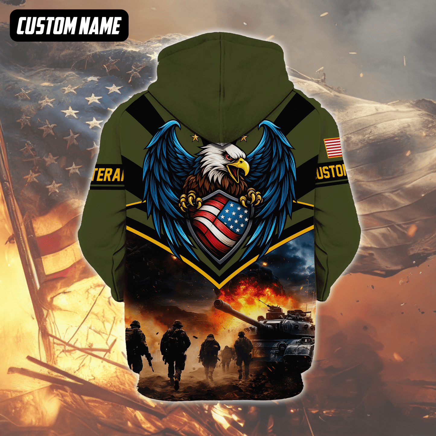 U.S. Veteran Hoodie – All Gave Some Some Gave All, Eagle with Flag Shield Zip Up, easychoo.com
