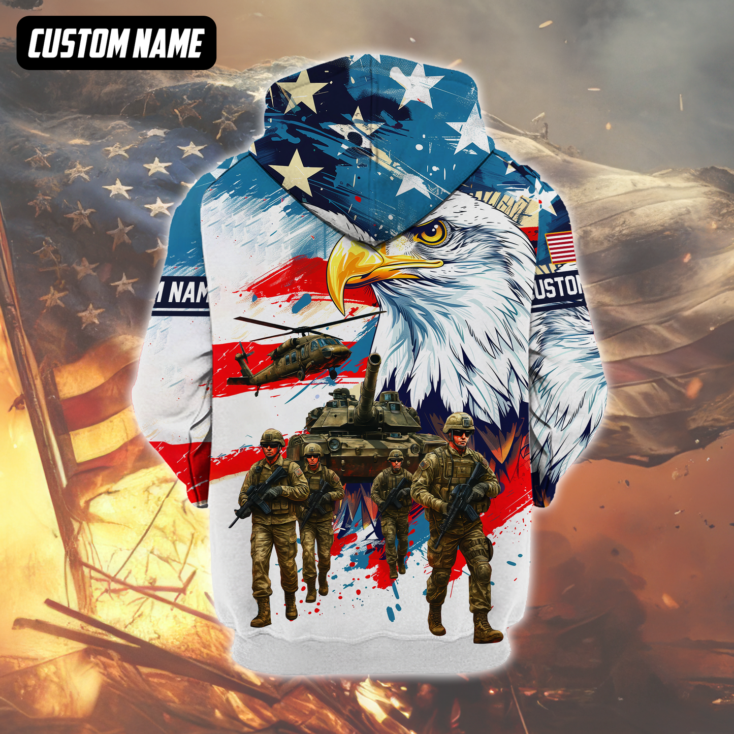 U.S. Veteran Hoodie – All Gave Some Some Gave All, Patriotic Eagle and Army Design