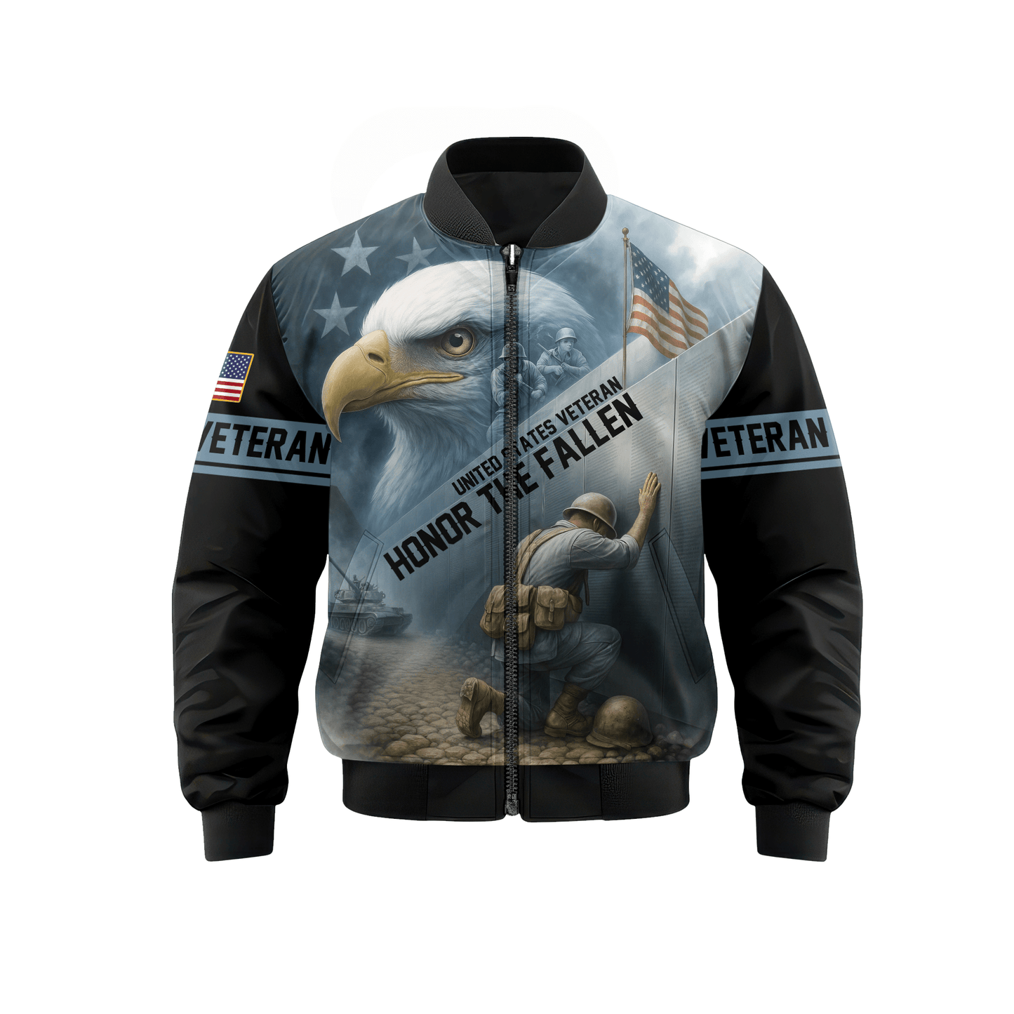 U.S. Veteran Hoodie – Honor the Fallen, American Eagle Memorial Zip Up, Soldier Tribute Sweatshirt for Men