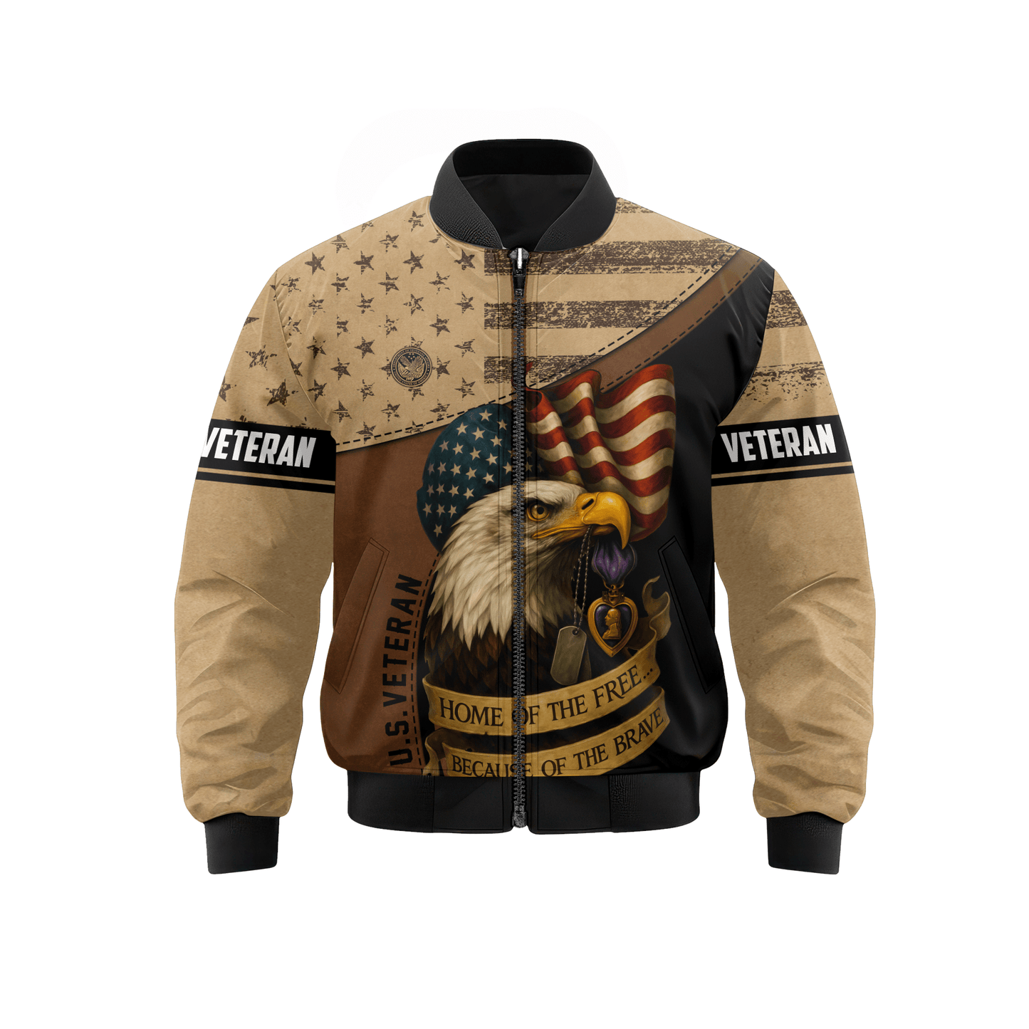 U.S. Veteran Hoodie – Patriotic Eagle Flag Military Pride Zip Up