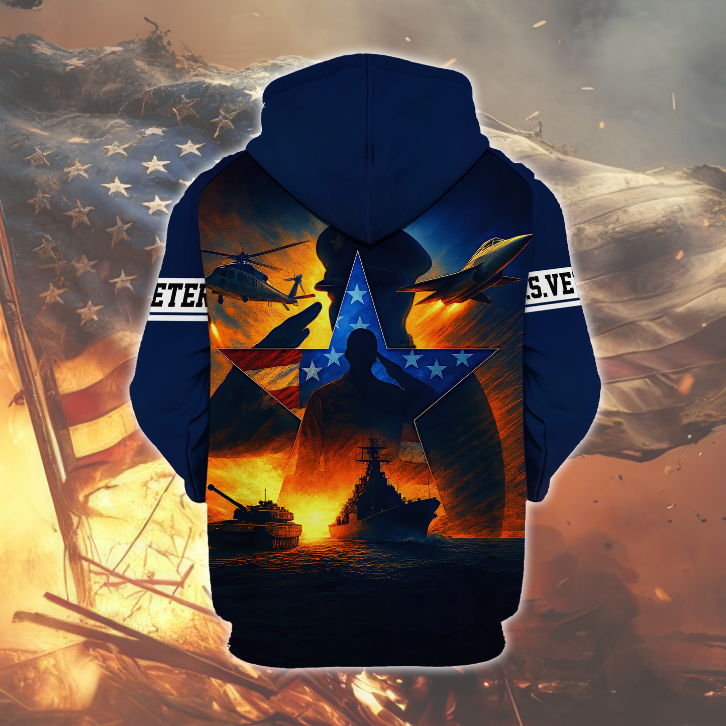 U.S. Veteran "Let Freedom Ring" All-Over Print Zip Hoodie, easychoo.com