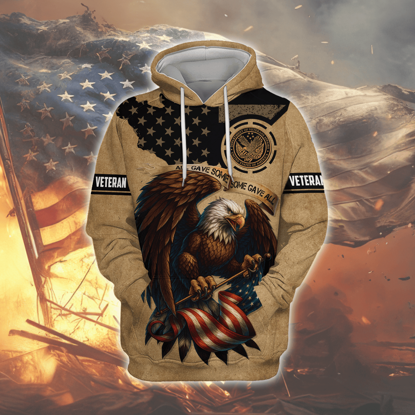 U.S. Veteran Eagle Hoodie – All Gave Some Some Gave All, Patriotic American Flag Zip Up, easychoo.com