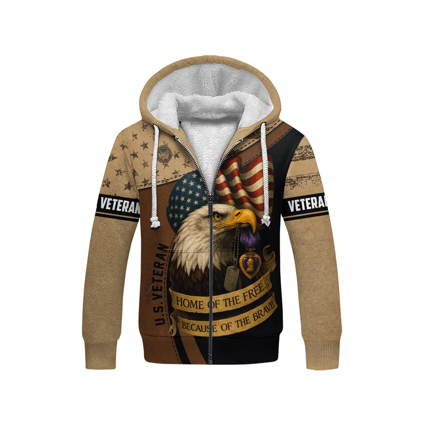 U.S. Veteran Hoodie – Patriotic Eagle Flag Military Pride Zip Up