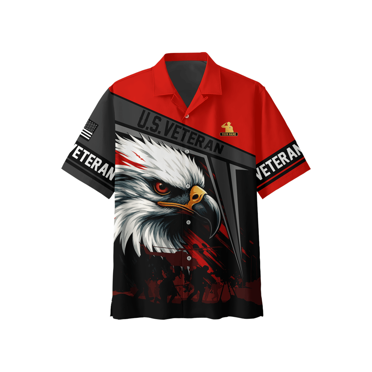 U.S. Veteran Hoodie – Bold Eagle Head Red & Black Patriotic Zip Up
