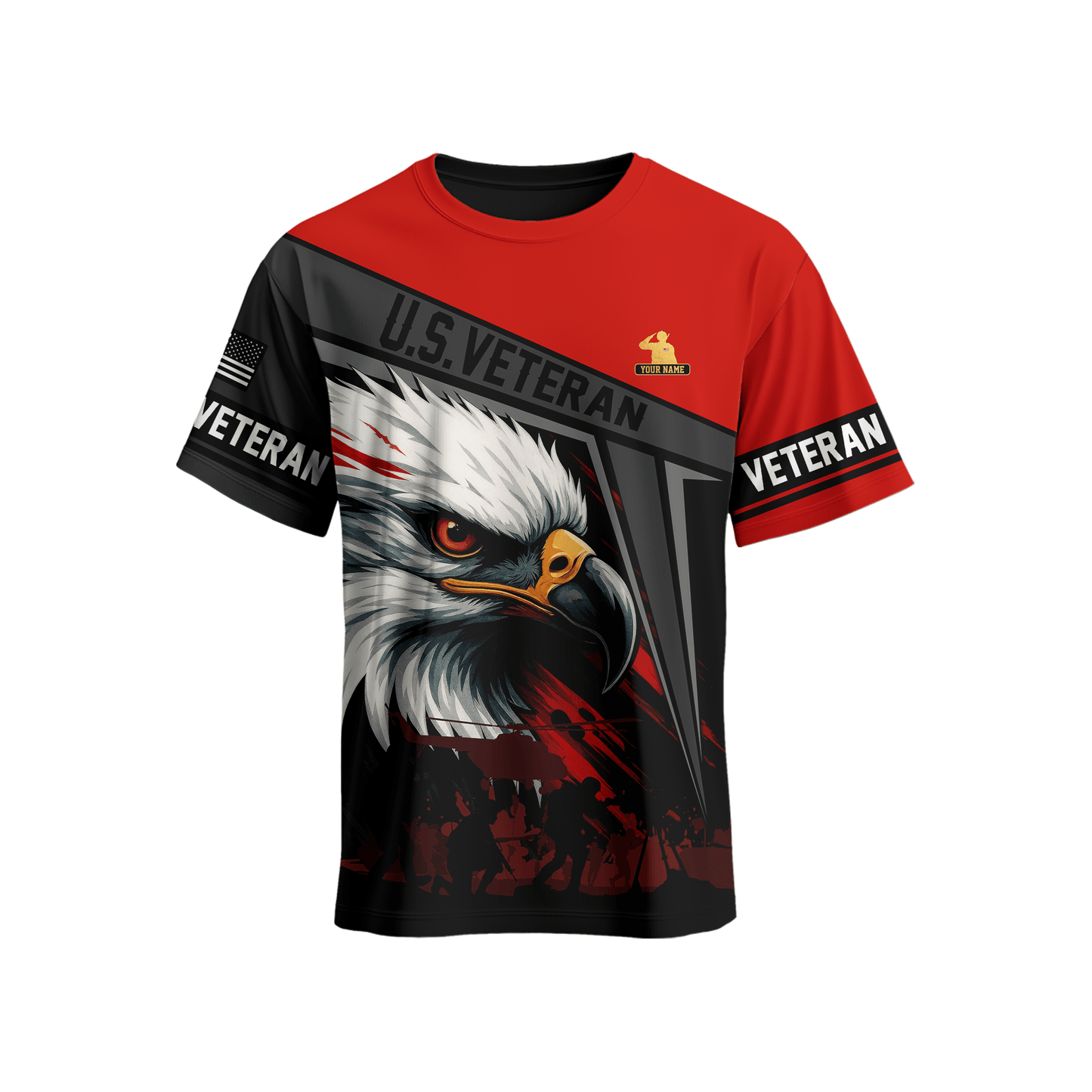 U.S. Veteran Hoodie – Bold Eagle Head Red & Black Patriotic Zip Up