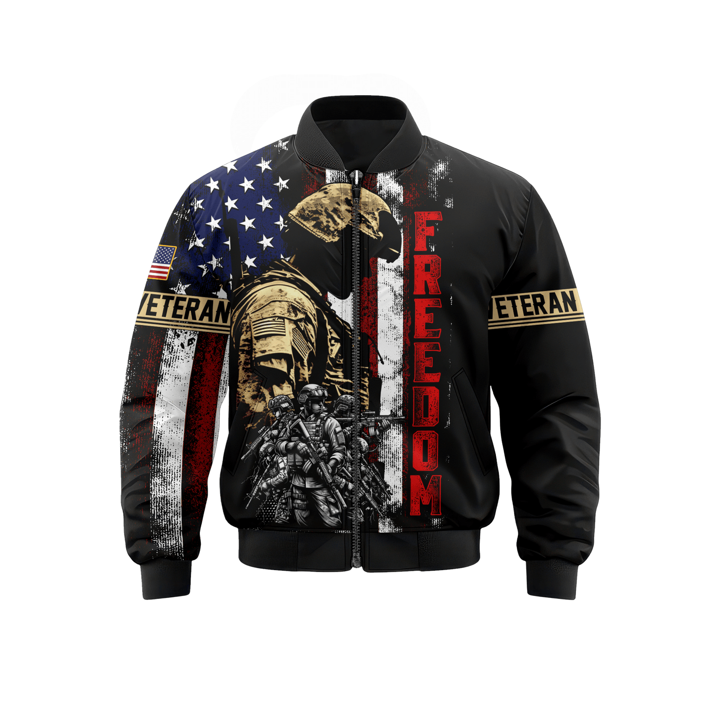 U.S. Veteran Hoodie – Freedom American Flag Design, Soldier Tribute Zip Up, Patriotic Military Apparel
