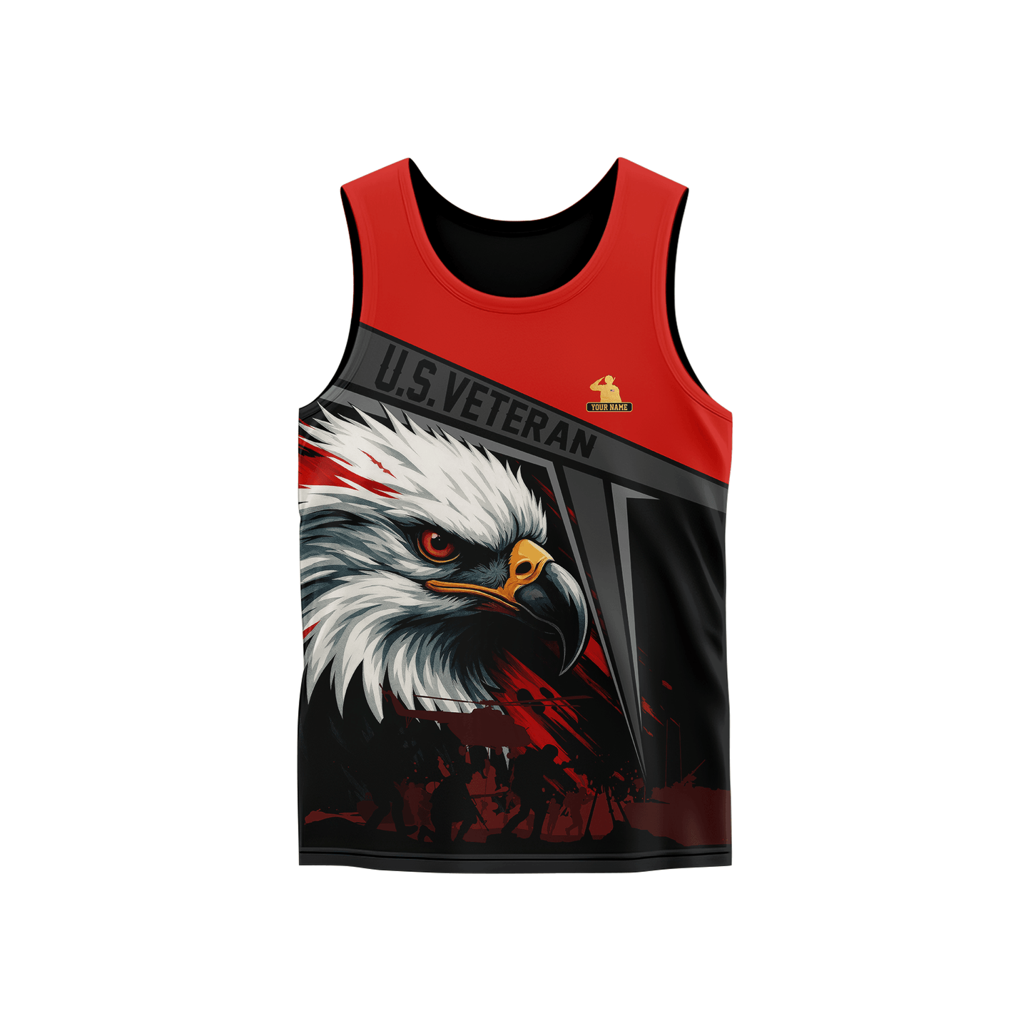 U.S. Veteran Hoodie – Bold Eagle Head Red & Black Patriotic Zip Up