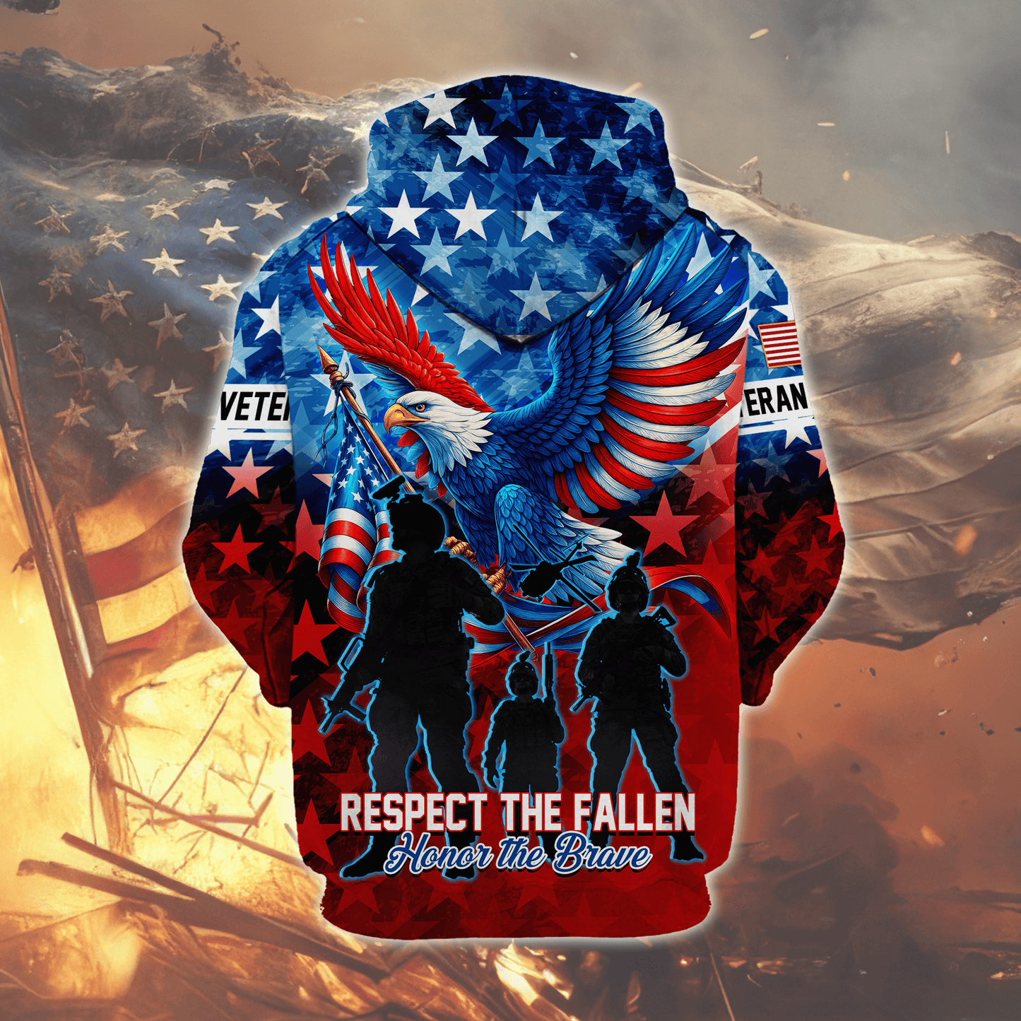 U.S. Veteran Hoodie – Respect The Fallen Patriotic Eagle Sweatshirt