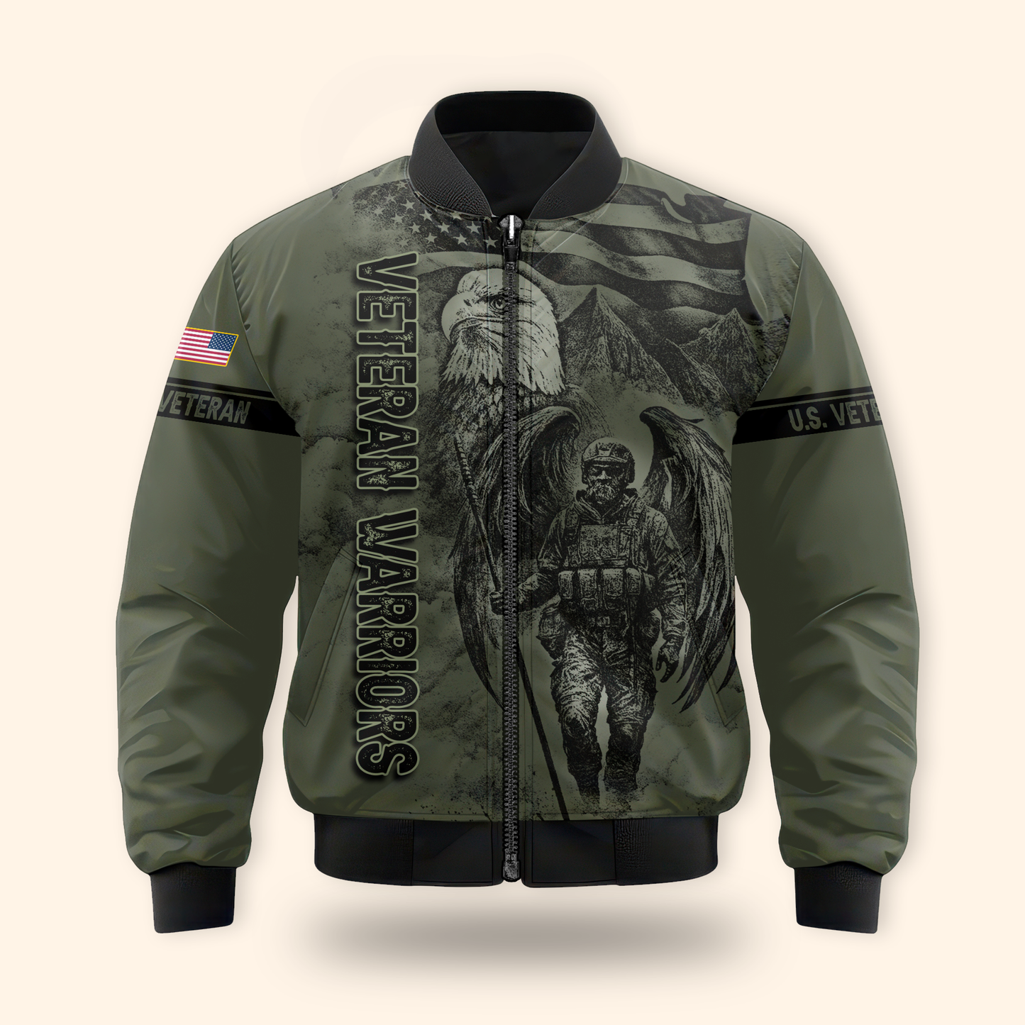 U.S. Veteran Hoodie – Veteran Warriors Military Eagle Zip Up