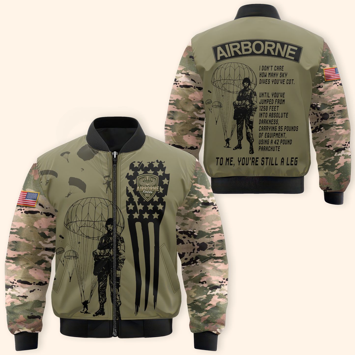 U.S. Airborne Hoodie – Paratrooper Camo Design, Proud Army Veteran Apparel, easychoo.com