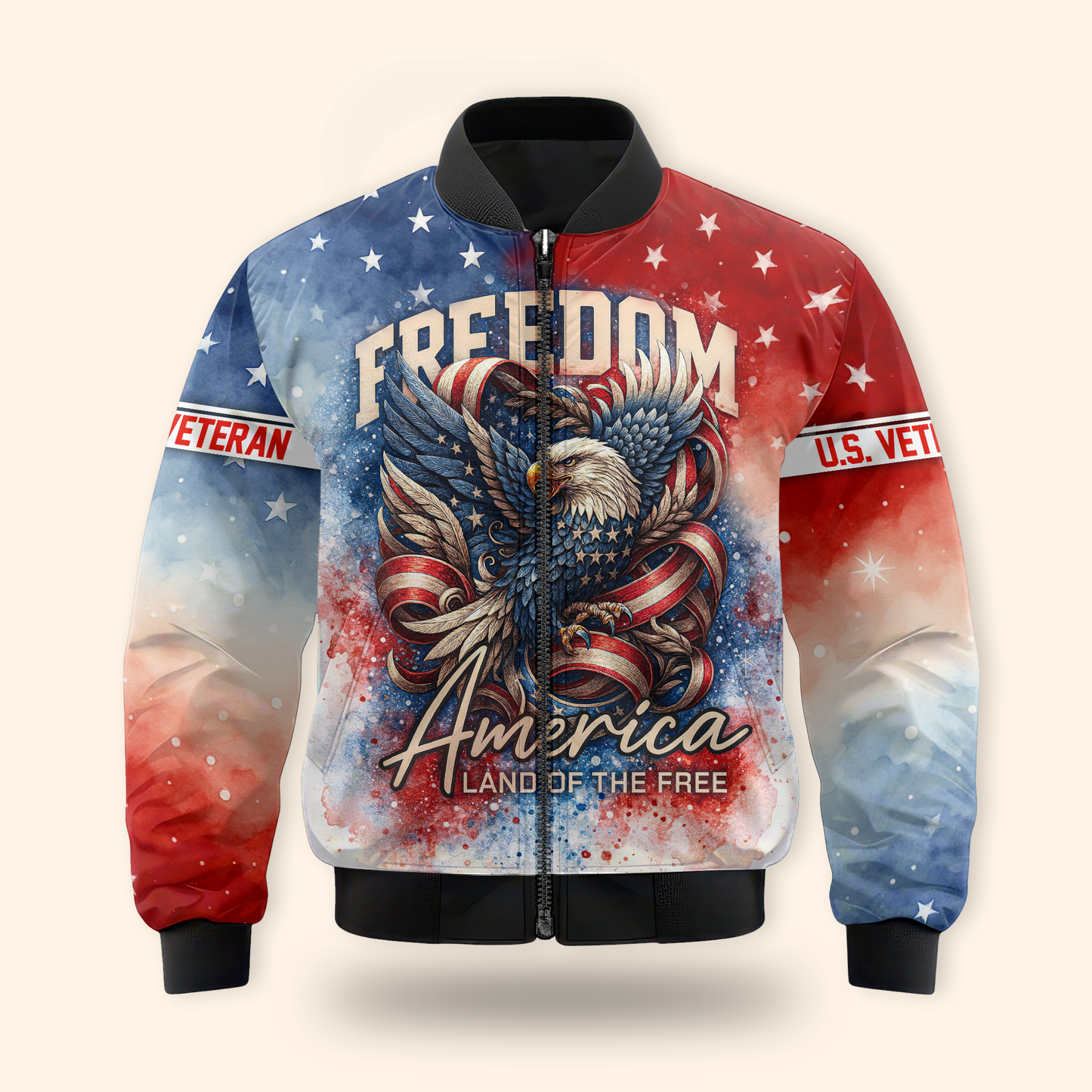 U.S. Veteran Hoodie – Freedom America Land of The Free, Patriotic Eagle Design