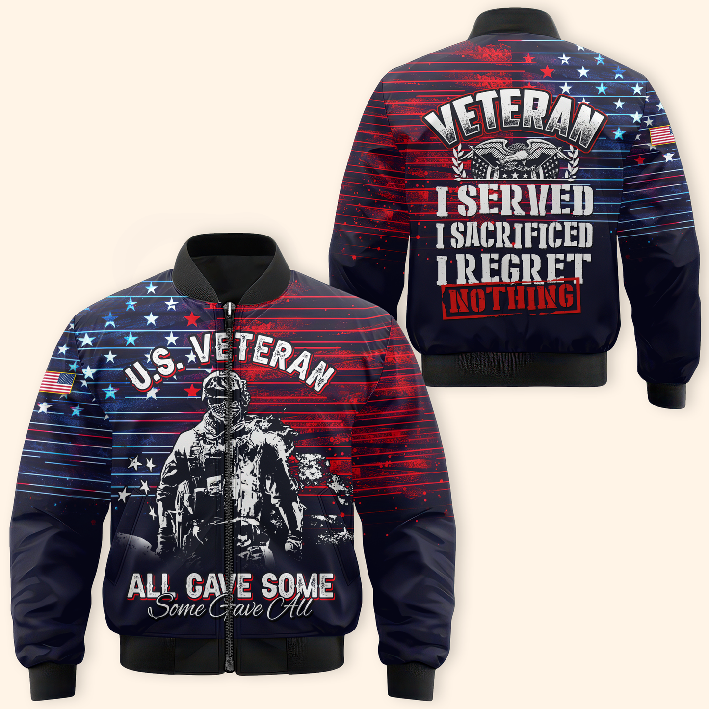 U.S. Veteran Hoodie – I Served I Sacrificed I Regret Nothing Zip Up