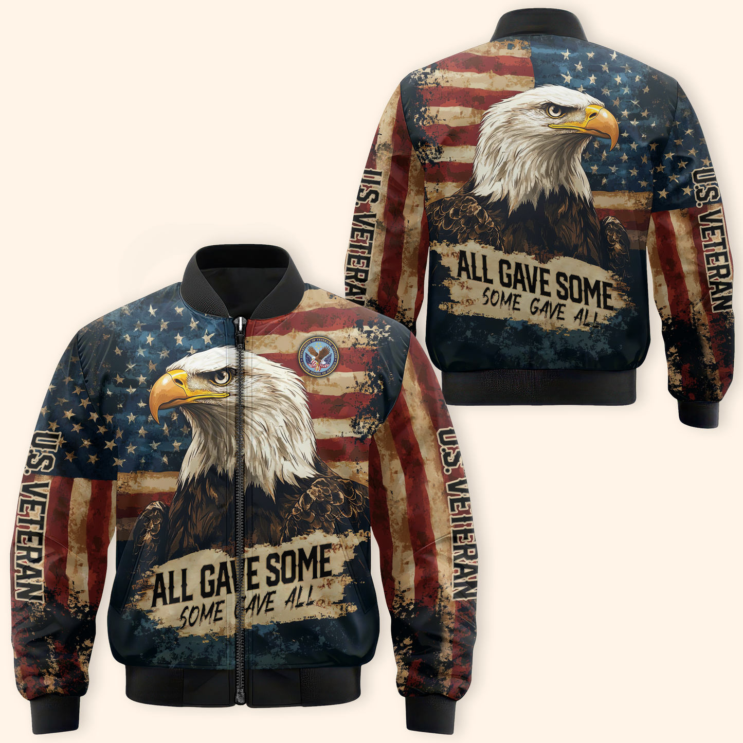 American Flag Veteran Hoodie – Patriotic Eagle All Gave Some Design