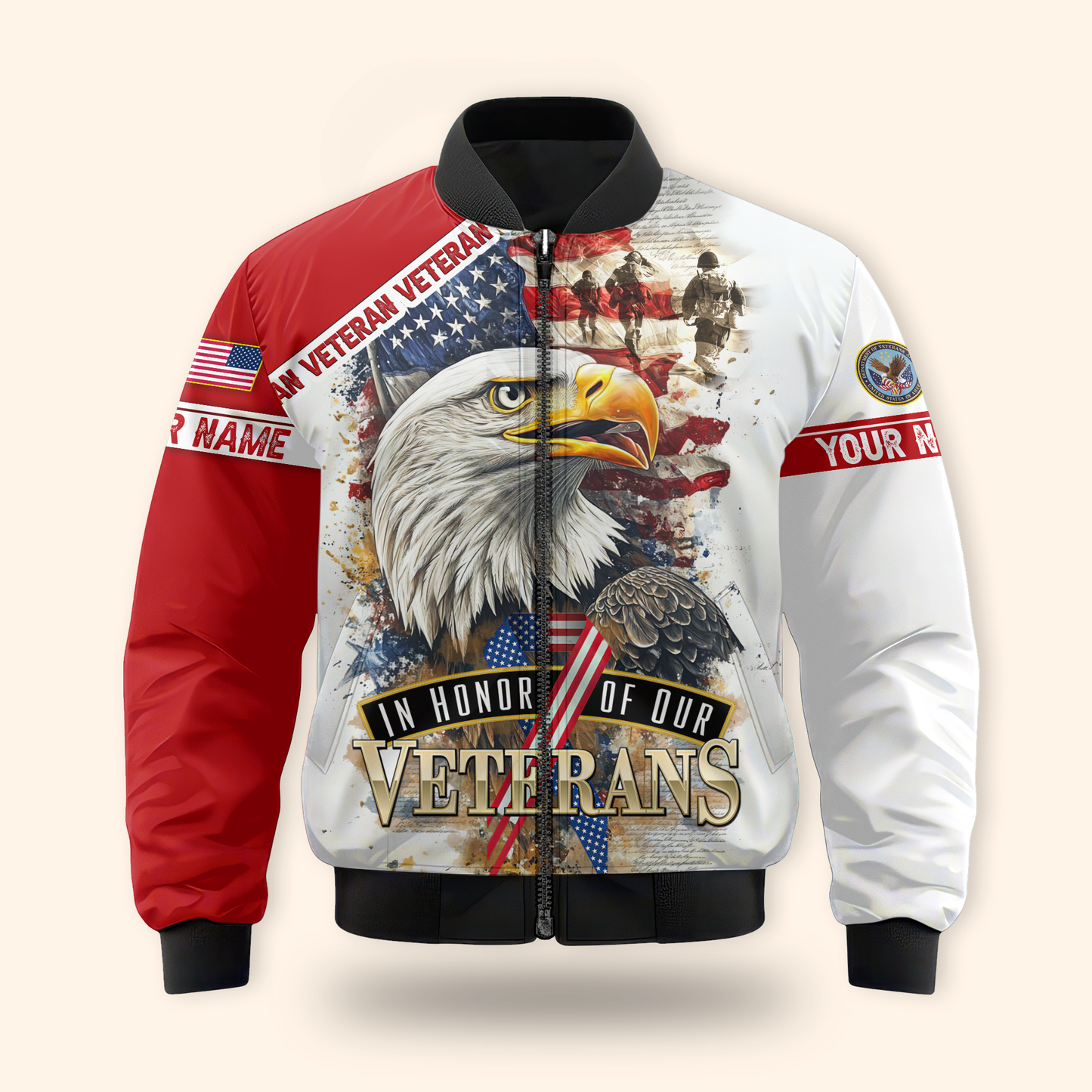 U.S. Veteran Hoodie – In Honor of Our Heroes American Flag Design