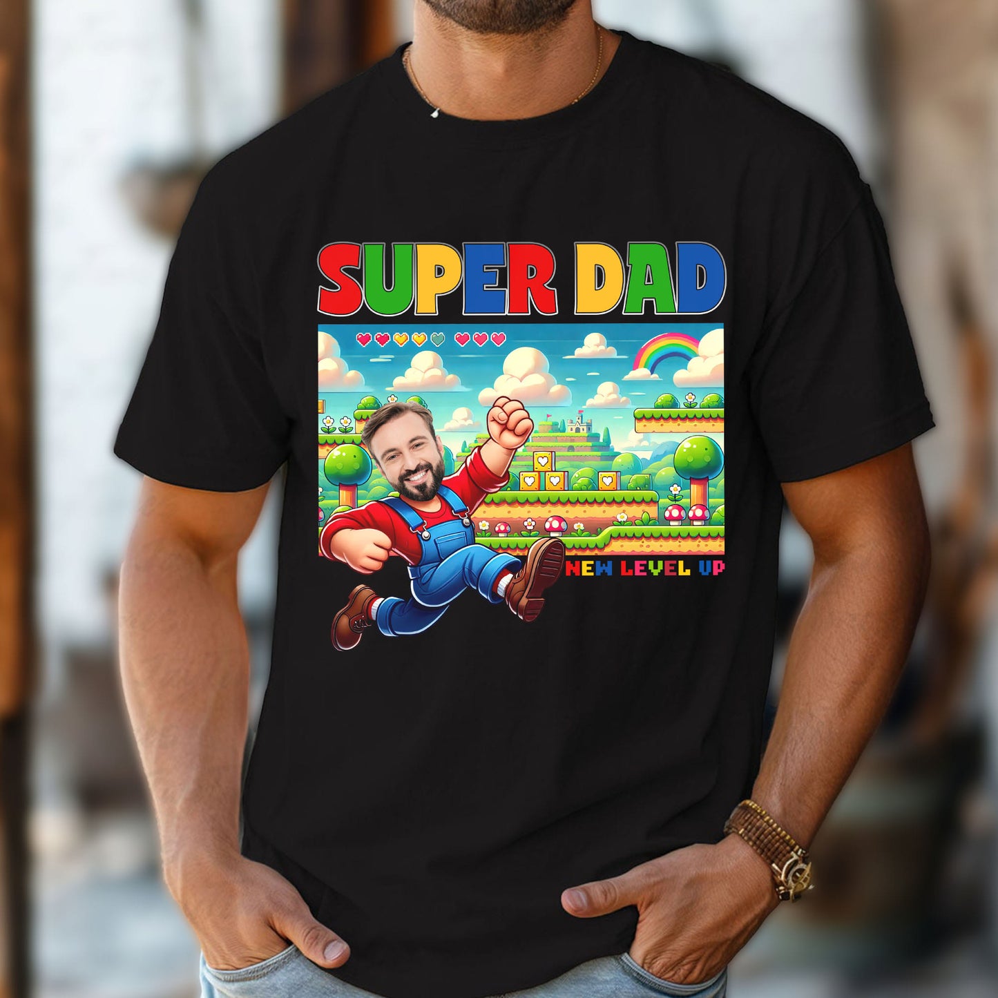 Customize family - Super Dad New Level up T-shirt, easychoo.com