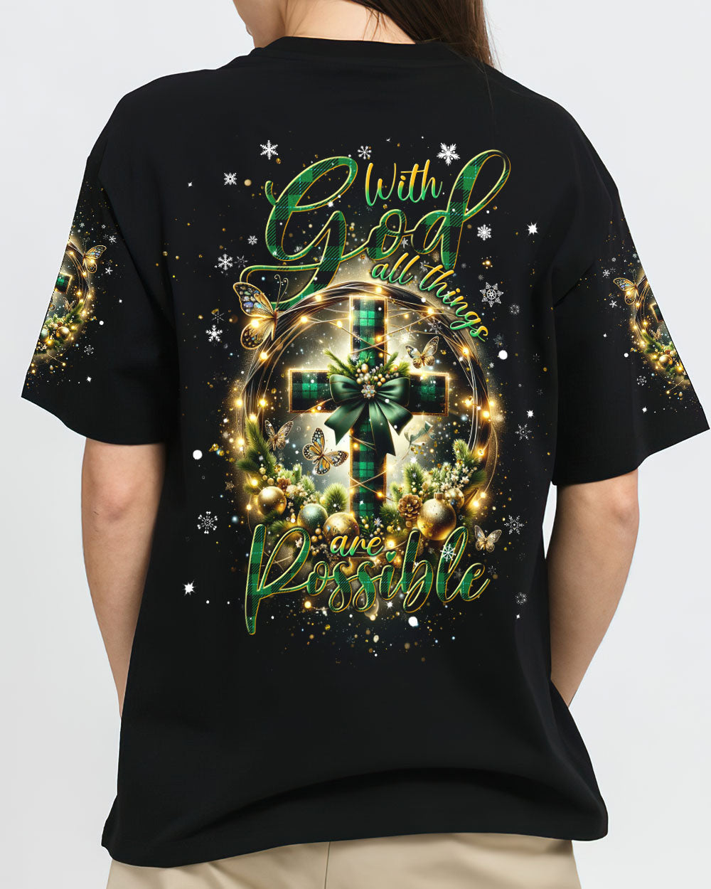 With God All Things Are Possible Christmas Women's All Over Print Shirt - Tlnt0111232, easychoo.com