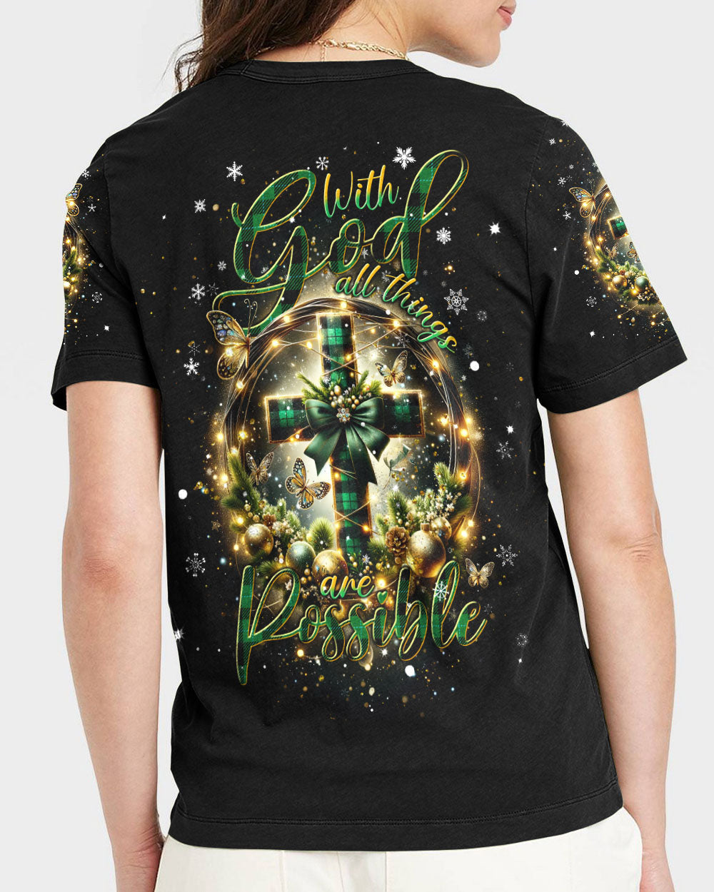 With God All Things Are Possible Christmas Women's All Over Print Shirt - Tlnt0111232, easychoo.com