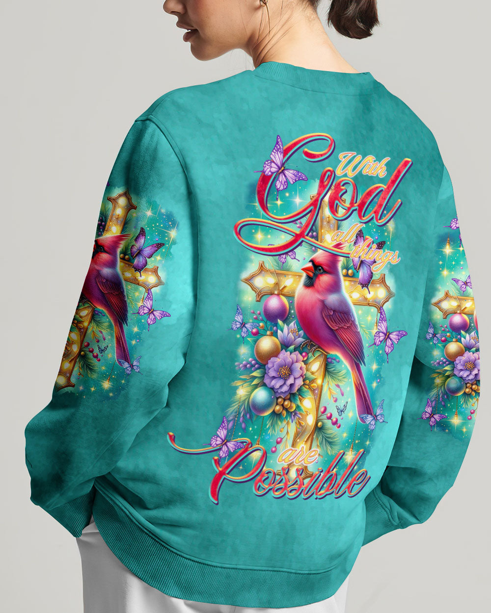 With God All Things Are Possible Cardinal Christmas Women's All Over Print Shirt - Tltr3010234, easychoo.com