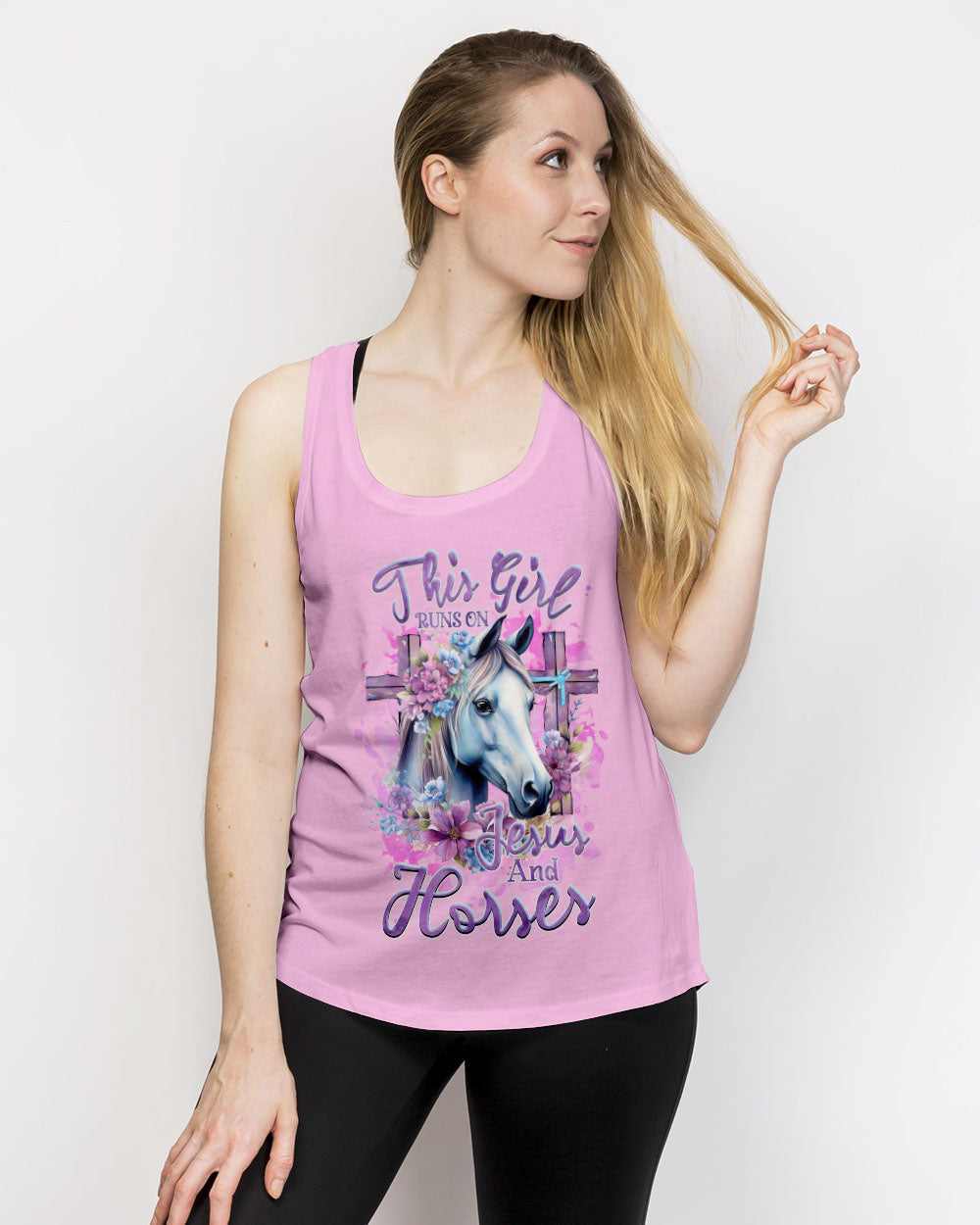 Runs On Jesus And Horses Women's All Over Print Shirt - Tlnz2712232, easychoo.com