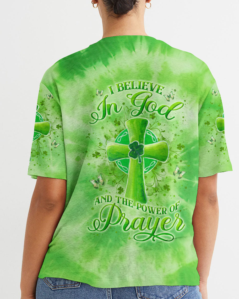 I Believe In God St Patrick's Day Women's All Over Print Shirt - Yhln2501243, easychoo.com