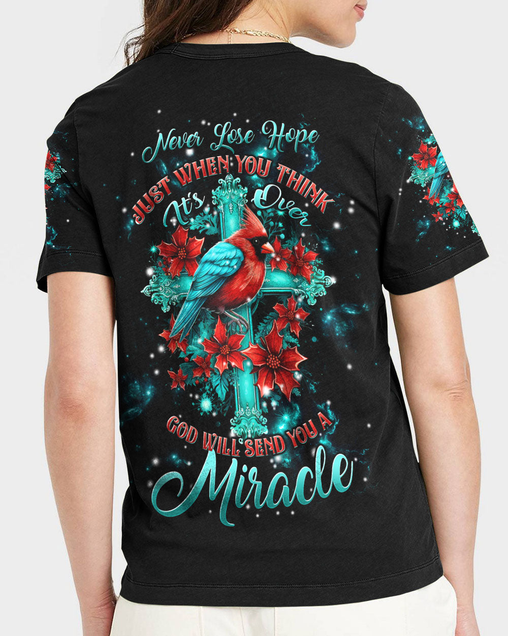 Never Lose Hope Cardinal Christmas Women's All Over Print Shirt - Tltw2710234, easychoo.com
