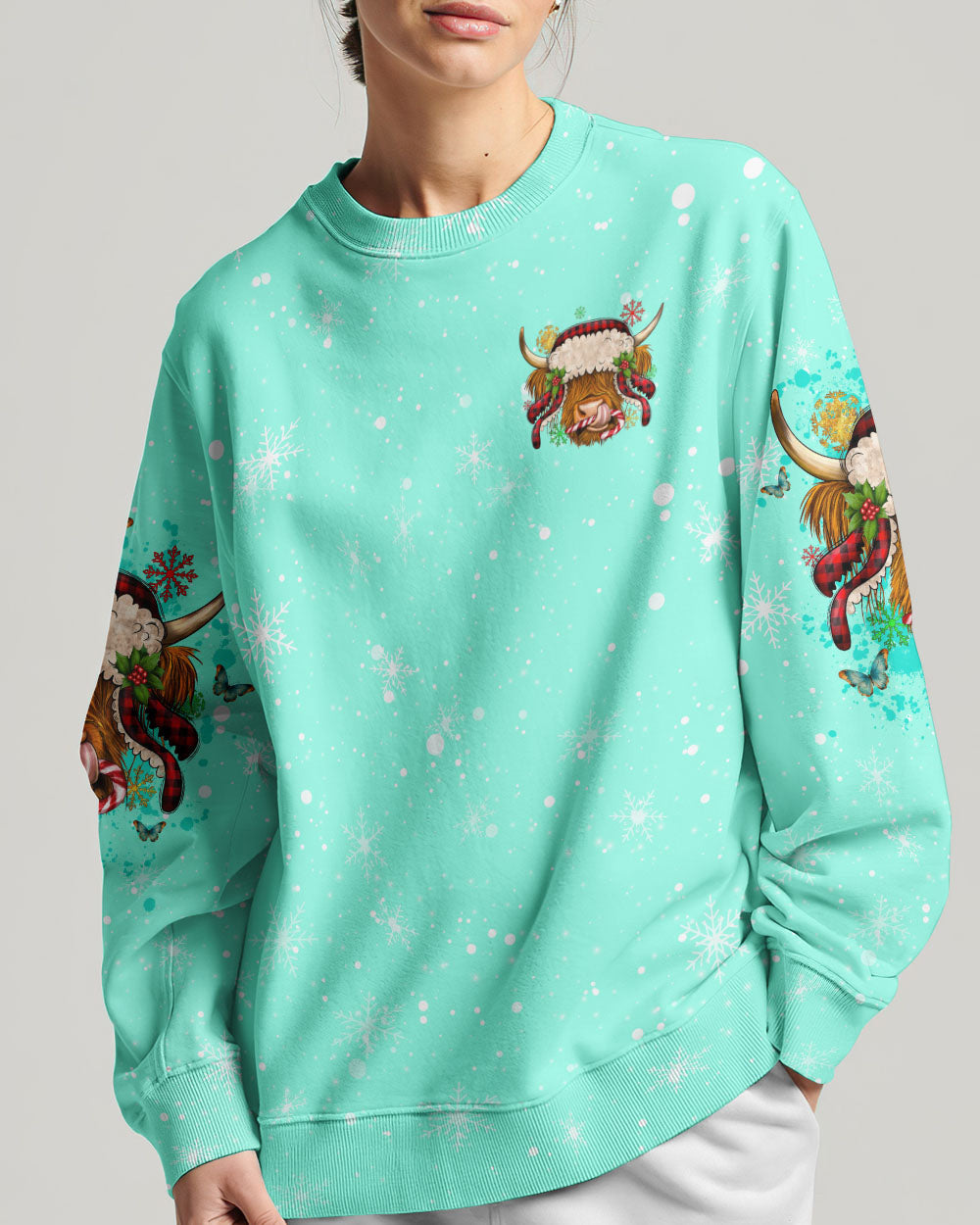 Living Life Somewhere Between Jesus Cow Christmas Women's All Over Print Shirt- Tlno2710234, easychoo.com