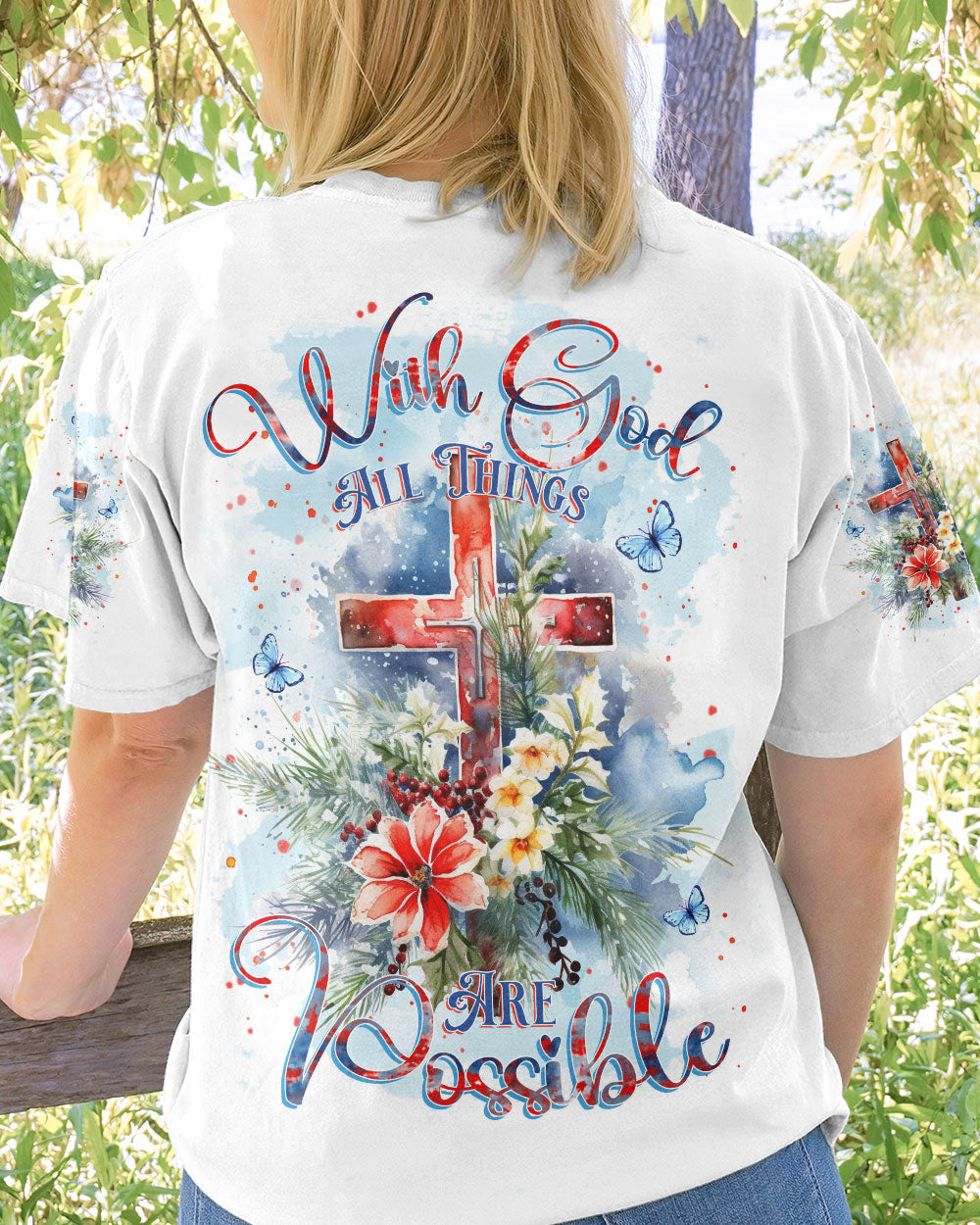 With God All Things Are Possible Christmas Women's All Over Print Shirt - Yhkd0611231, easychoo.com