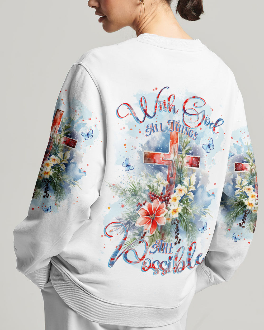 With God All Things Are Possible Christmas Women's All Over Print Shirt - Yhkd0611231, easychoo.com