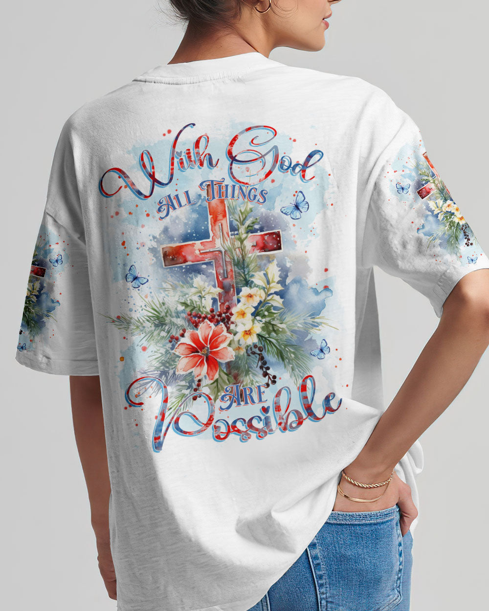 With God All Things Are Possible Christmas Women's All Over Print Shirt - Yhkd0611231, easychoo.com