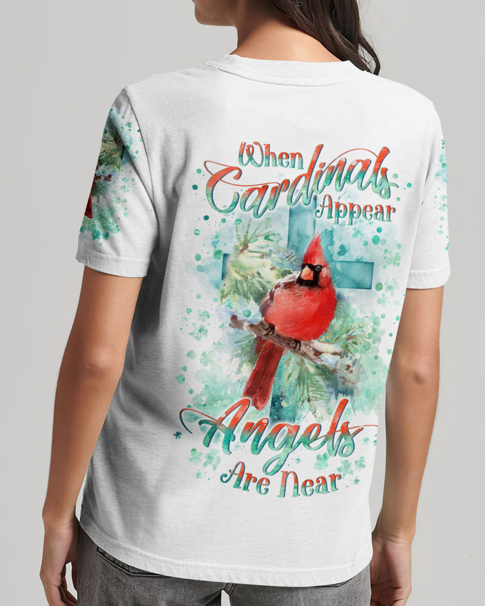 When Cardinals Appear Angels Are Near Christmas Women's All Over Print Shirt - Yhln2612233, easychoo.com