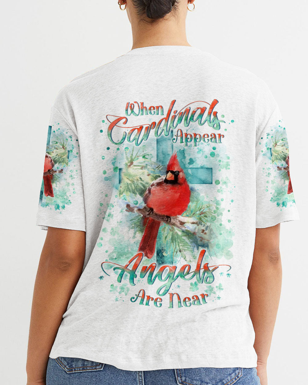 When Cardinals Appear Angels Are Near Christmas Women's All Over Print Shirt - Yhln2612233, easychoo.com