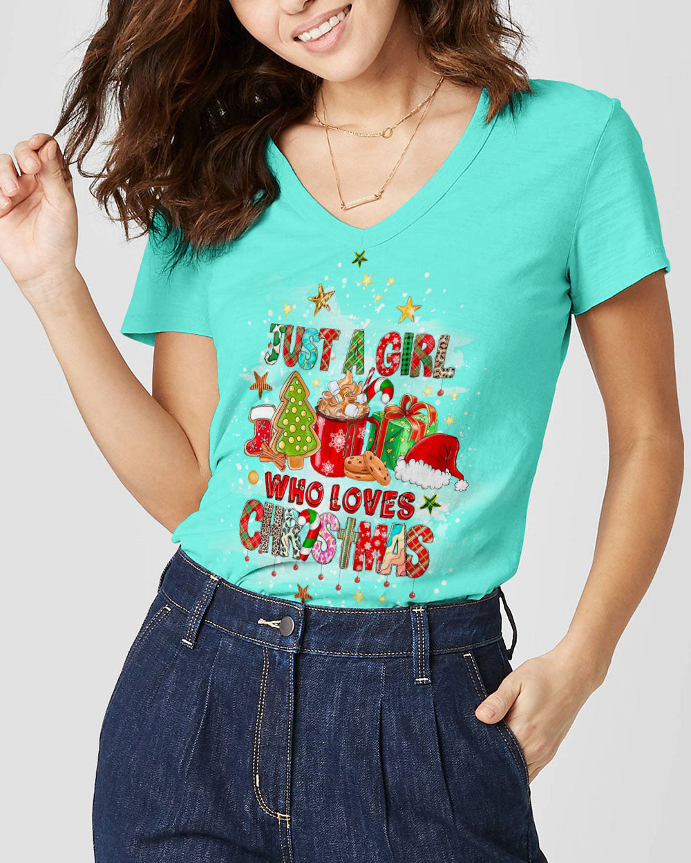 Just A Girl Who Loves Christmas Women's All Over Print Shirt - Yhlt911231, easychoo.com