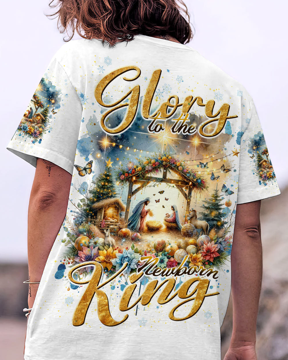 Glory To The NewBorn King Christmas Women's All Over Print Shirt - Tlnt0711232, easychoo.com
