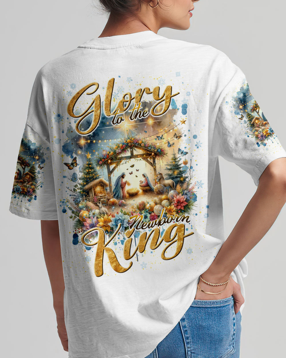 Glory To The NewBorn King Christmas Women's All Over Print Shirt - Tlnt0711232, easychoo.com
