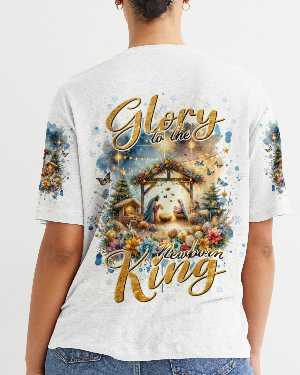 Glory To The NewBorn King Christmas Women's All Over Print Shirt - Tlnt0711232, easychoo.com