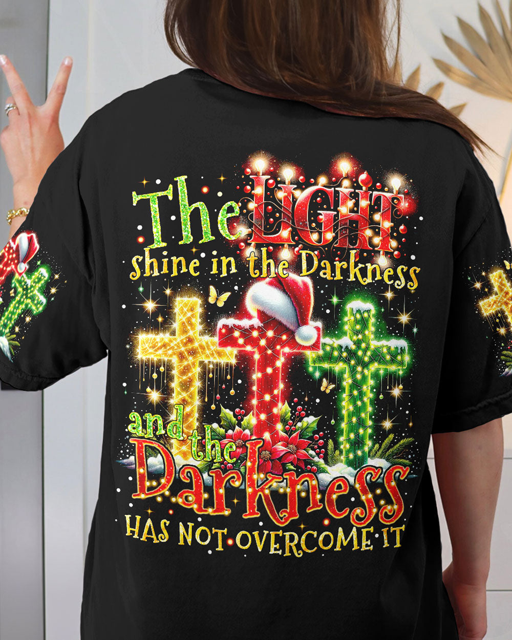 The Light Shines In The Darkness Christmas All Over Print Shirt - Tytm2010234, easychoo.com