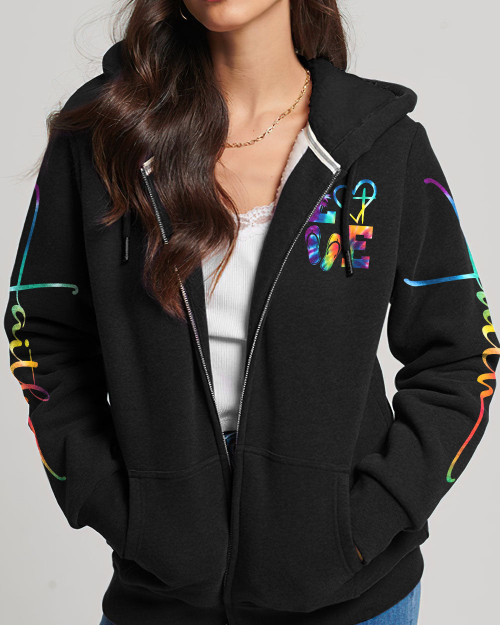 Love Faith Tie Dye Flag Women's All Over Print Shirt - Ty2506237, easychoo.com