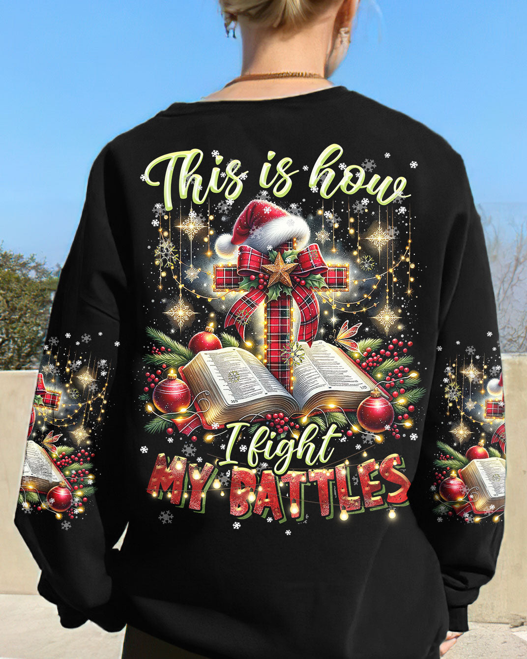 I Fight My Battles Christmas Women's All Over Print Shirt - Tltr2010233, easychoo.com