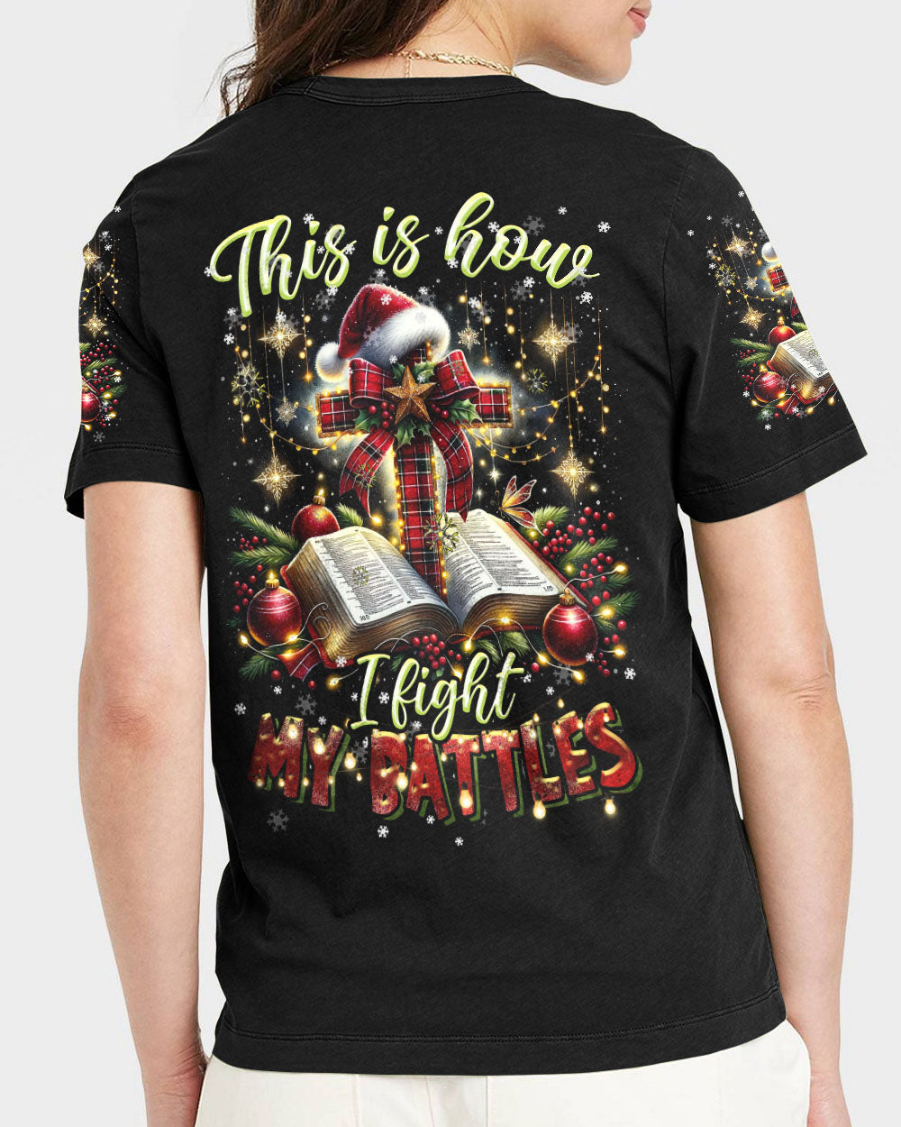 I Fight My Battles Christmas Women's All Over Print Shirt - Tltr2010233, easychoo.com