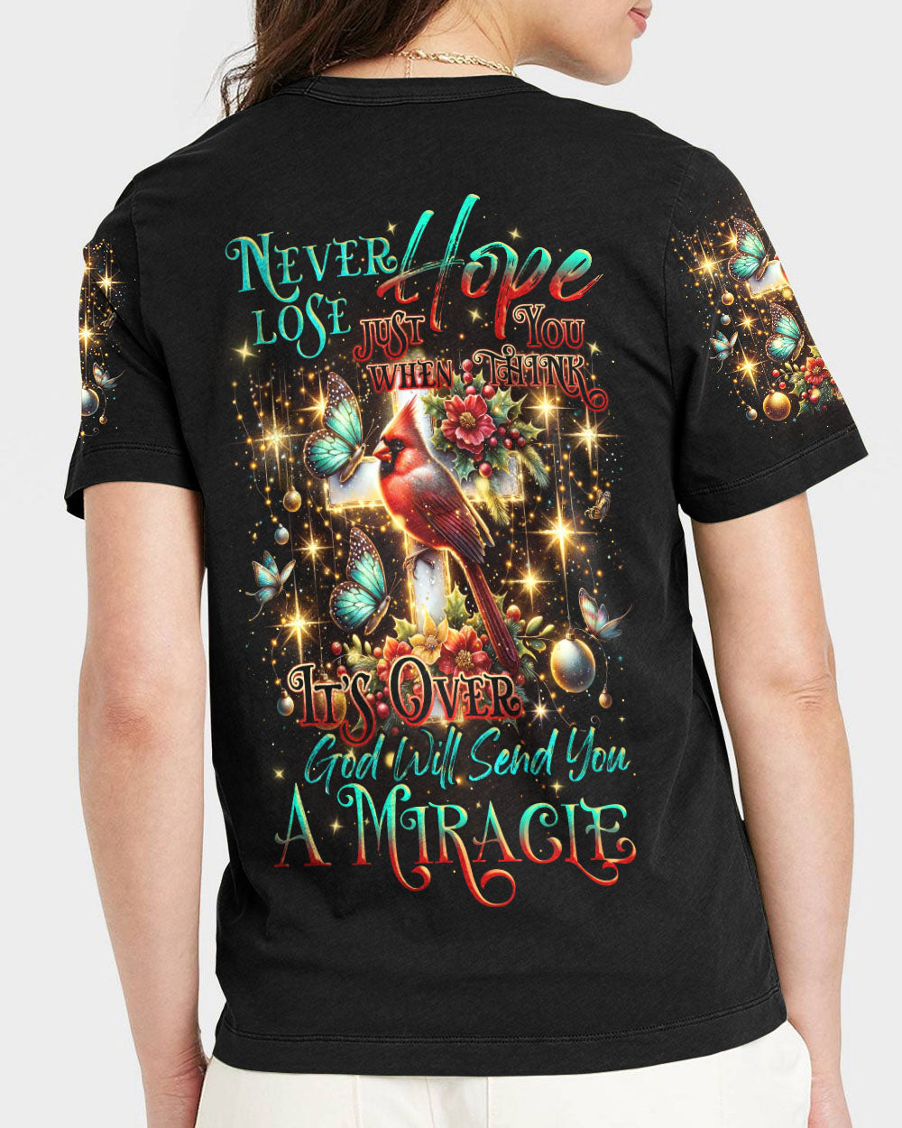Never Lose Hope Cardinal Christmas Women's All Over Print Shirt - Tlnz2510233, easychoo.com