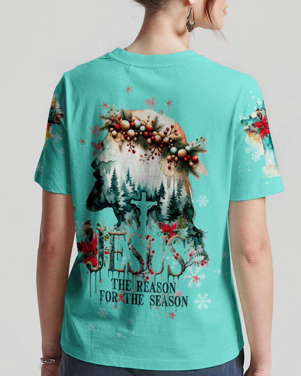 Jesus The Reason Watercolor Christmas Women's All Over Print Shirt - Tltw0911234, easychoo.com