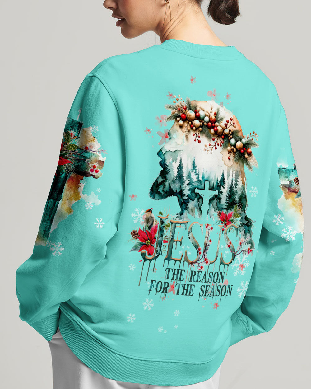Jesus The Reason Watercolor Christmas Women's All Over Print Shirt - Tltw0911234, easychoo.com