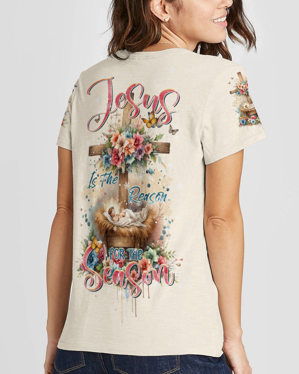 Jesus The Reason Floral Christmas Women's All Over Print Shirt - Tltr1111232, easychoo.com