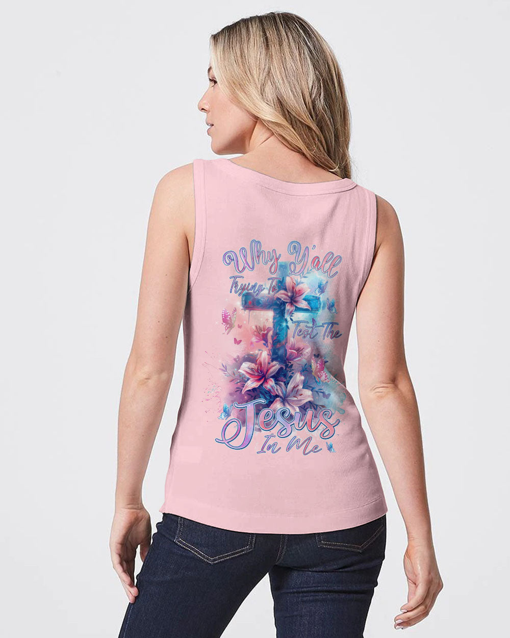 Why Y'all Trying To Test The Jesus In Me Women's All Over Print Shirt - Tlnz1603241, easychoo.com