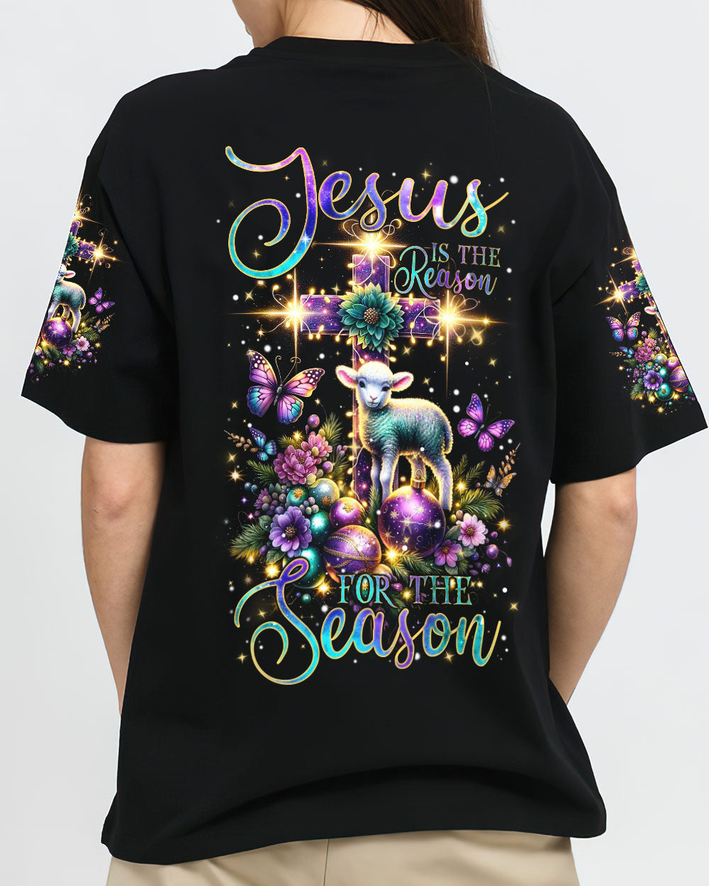 Jesus The Reason Lamb Christmas Women's All Over Print Shirt - Tlnz1411232, easychoo.com