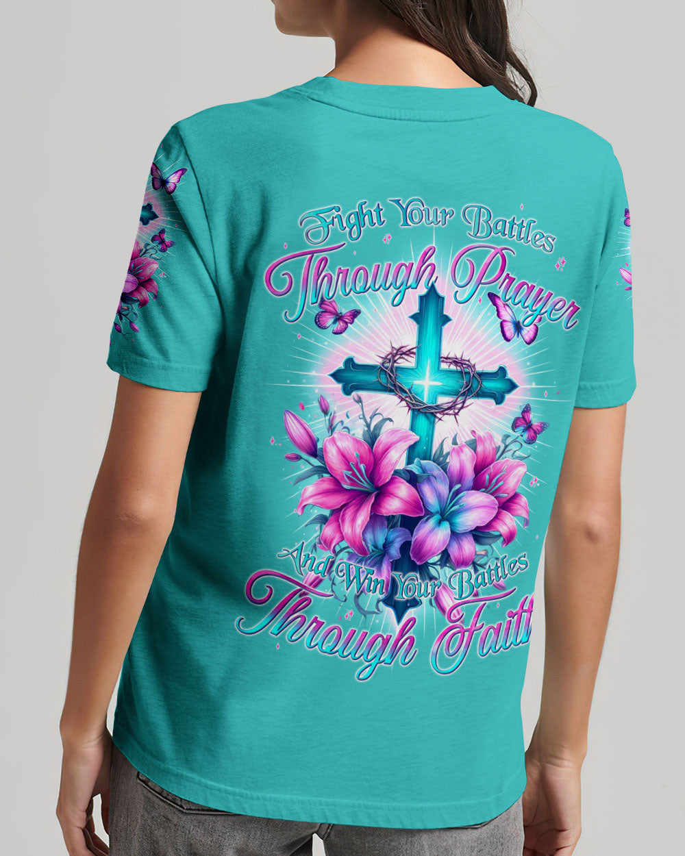 Win Your Battles Through Faith Women's All Over Print Shirt - Tyqy2604242