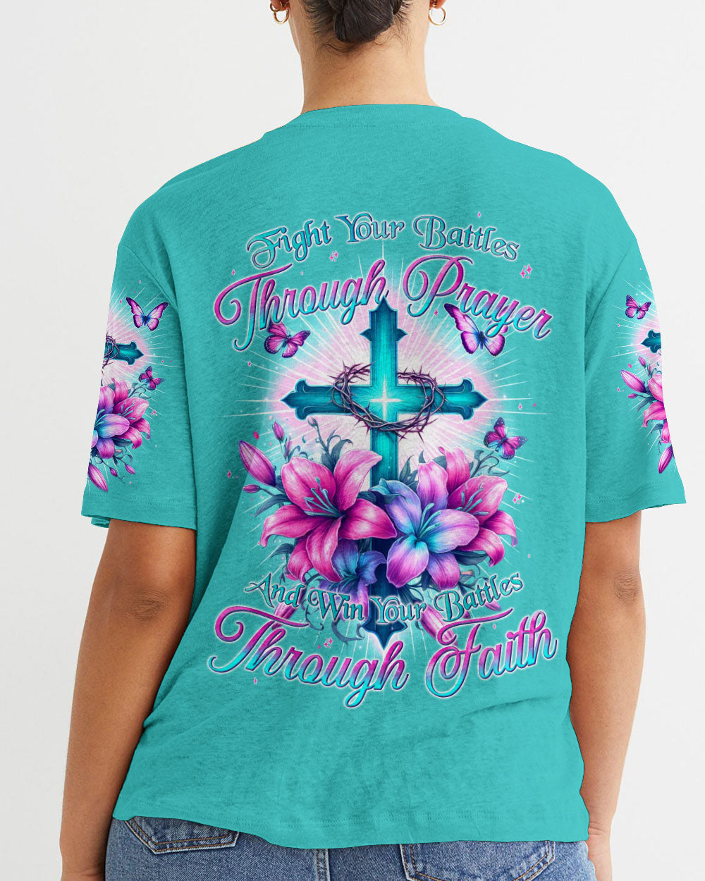 Win Your Battles Through Faith Women's All Over Print Shirt - Tyqy2604242